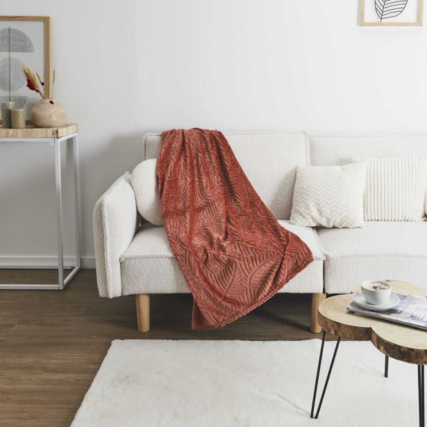 DEKORATIVNA ODEJA HOME DECO FLANELA 140X200 CM, TERRACOTTA Z VZORCEM
