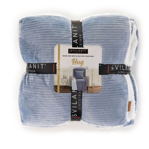 DEKORATIVNA ODEJA SVILANIT IN VZGLAVNIK HUG DUSTY BLUE