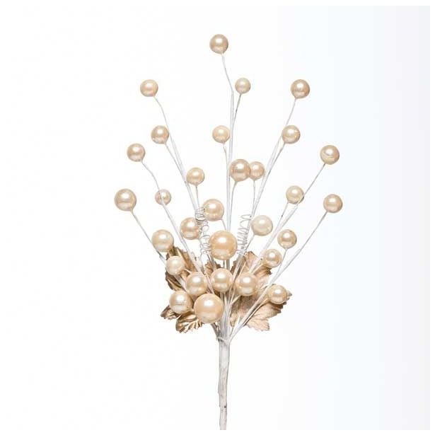 NAMIZNA DEKORACIJA GLOSSTYLE DEKORATIVNA VEJICA 25 CM Z BELIMI PERLAMI