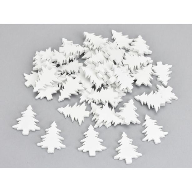 DEKORATIVNE LESENE SMREKE, BELE, 2.5 X 3CM, SET 1