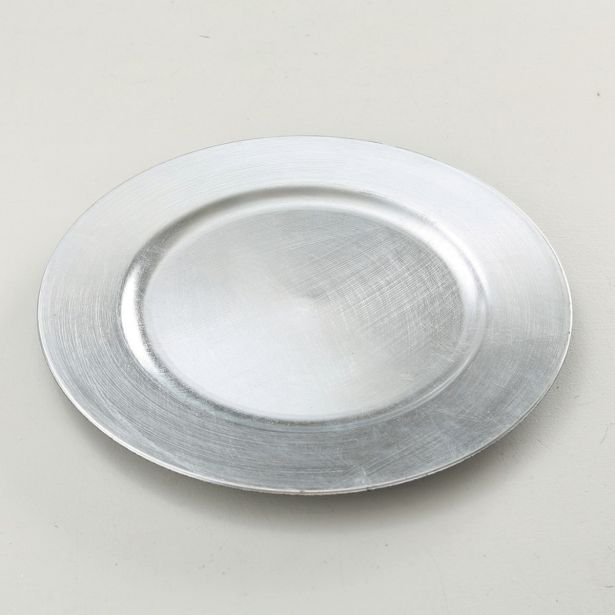 DEKORATIVNI KROŽNIK, SREBRNE BARVE, 33 CM