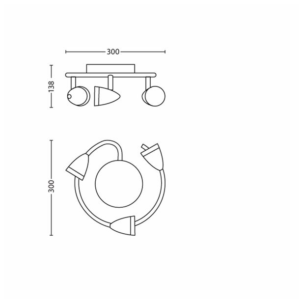 DEKORATIVNI LED REFLEKTOR PHILIPS MAPLE 3X3W LED 53219/17/16 NIKELJ