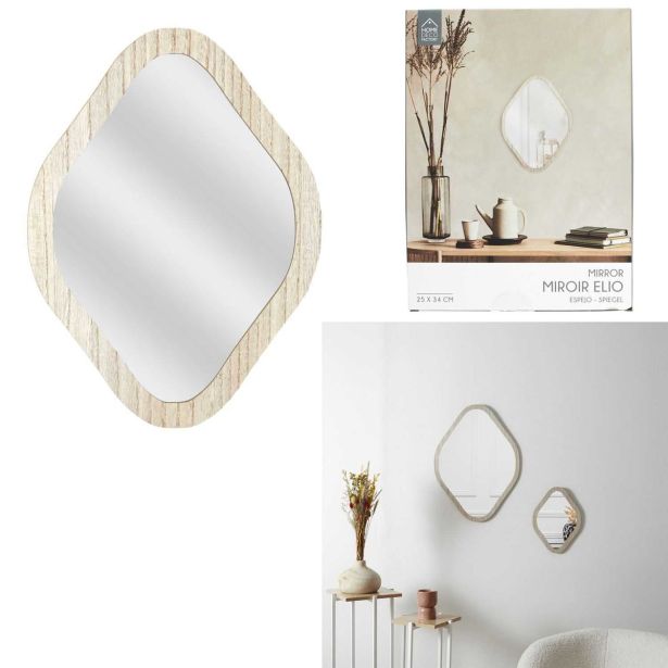 DEKORATIVNO OGLEDALO HOME DECO OGLEDALO ROMB NA LESENEM OKVIRJU 25X34 CM