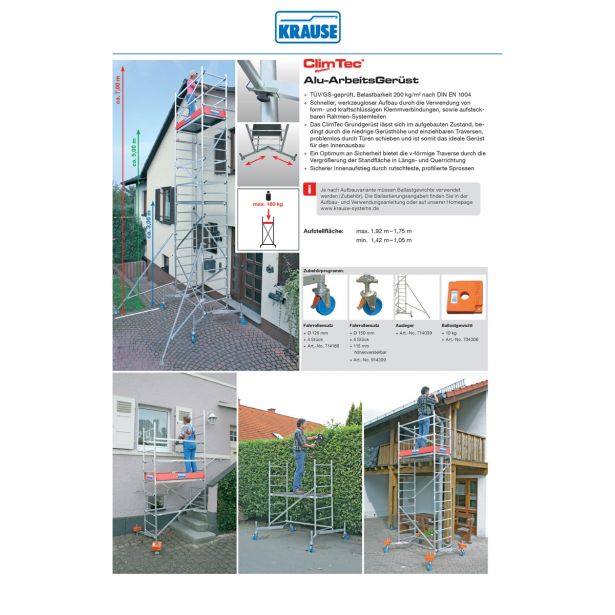 ALU VEČNAMENSKI ODER KRAUSE DELOVNA VIŠINA 7 M S KOLESI