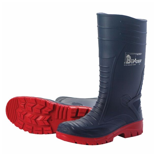 DELOVNI ŠKORNJI WELLY VISOKI ŠT.42 MODER/RDEČ BUILDER S5 S KAPICO