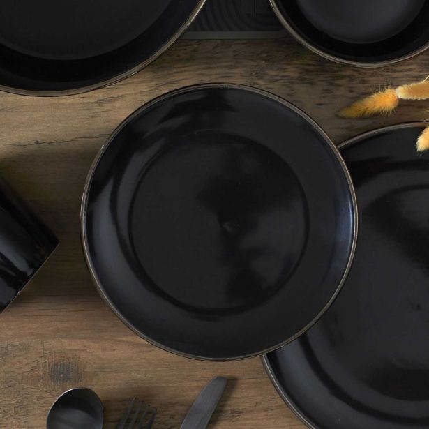 DESERTNI KROŽNIK HOME DECO 19 CM ČRN LISERE DORE KERAMIKA