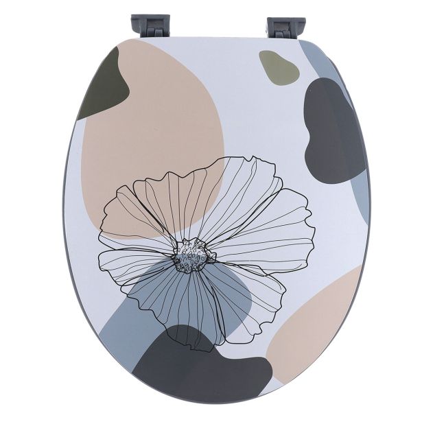 DESKA ZA WC ŠKOLJKO TENDANCE FLOWER MDF S PLASTIČNIMI ŠARNIRJI