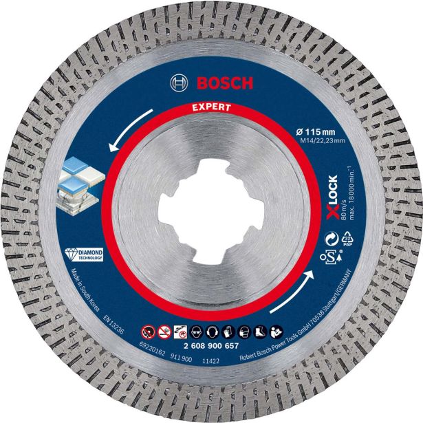 DIAMANTNA REZALNA PLOŠČA EXPERT HARDCERAMIC X-LOCK, 115 X 22,23 X 1,4 X 10 MM