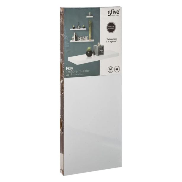 DODATEK FIVE STENSKA POLICA, 60X23.5X3.8CM, BELA