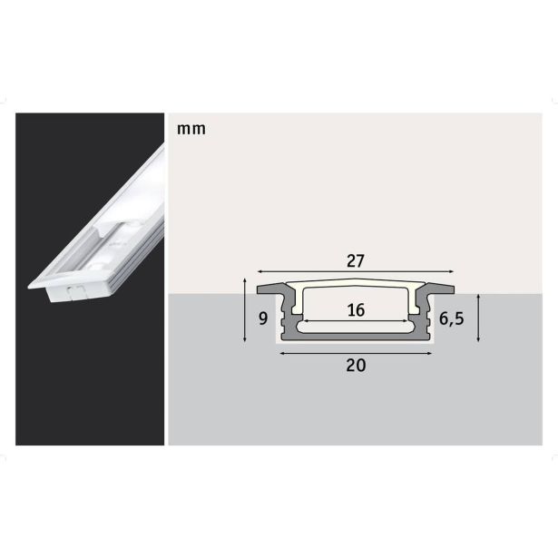 DODATEK ZA LED TRAK TALNI ALU PROFILE 1M