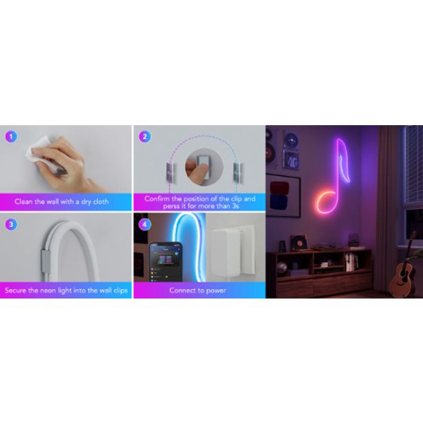 DODATEK ZA PAMETNI DOM GOVEE NEON ROPE LIGHT 2 SPONKE ZA LED TRAK 5 KOS BELE