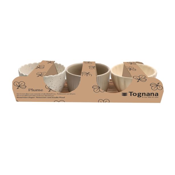 DODATEK ZA SERVIRANJE TOGNANA 3 DELNI SET SKLEDIC TAPAS PLUME S PODST. 29CM