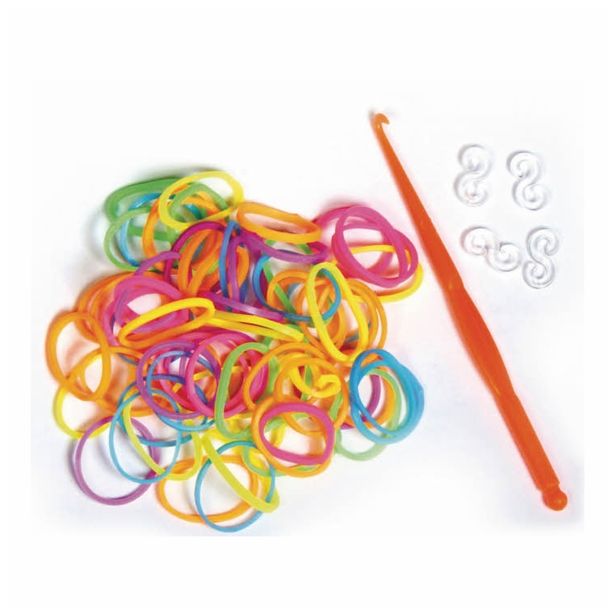 DODATKI, ORODJE ZA NAKIT RAYHER ELASTIKE LOOM BANDZ NEON 200/1 25 ZANK 1 KVAČKA