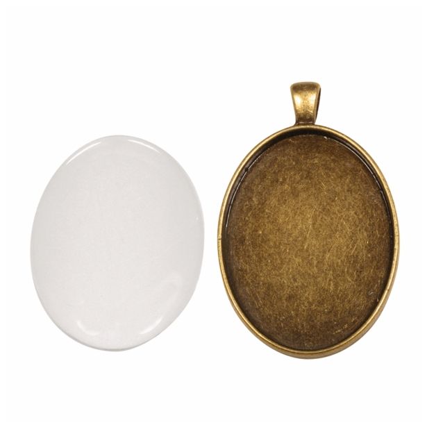 DODATKI, ORODJE ZA NAKIT RAYHER MEDALJON+STEKLO, OVAL 3.2X4.2CM, STARO ZLATO