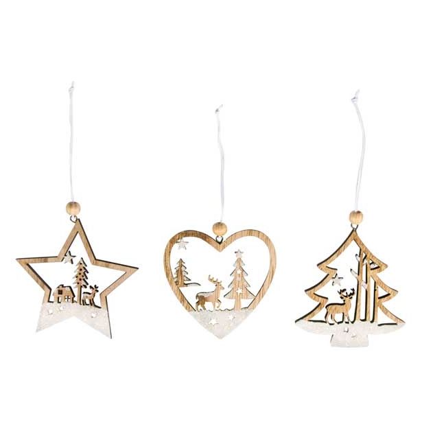 DROBNI ART.ZA USTVARJANJE RAYHER DEKORATIVNE OBEŠANKE 8CM ZIMSKA POKRAJINA, 3 KOSI