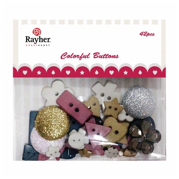 DROBNI ART.ZA USTVARJANJE RAYHER GUMBI MEŠANI FORMS 42 KOS