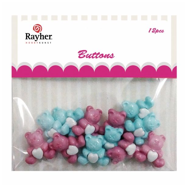 DROBNI ART.ZA USTVARJANJE RAYHER GUMBI MEŠANI MEDVEDKI 12 KOS RAZLIČNE OBLIKE