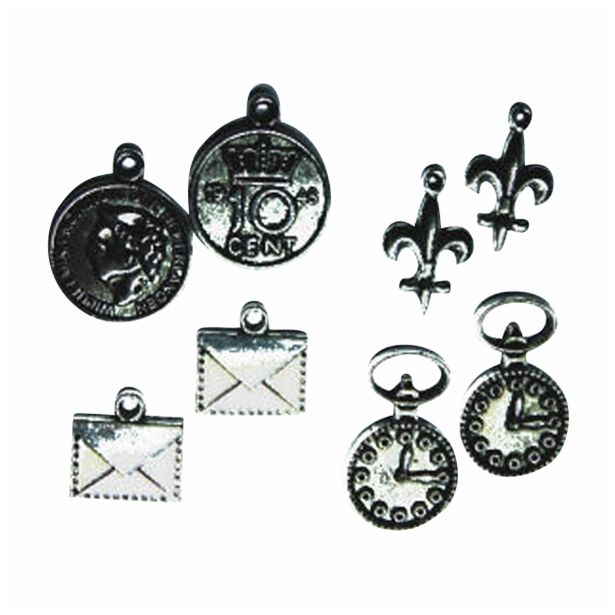 DROBNI ART.ZA USTVARJANJE RAYHER KOVINSKI OKRASKI MD SET8, URA&PISMA