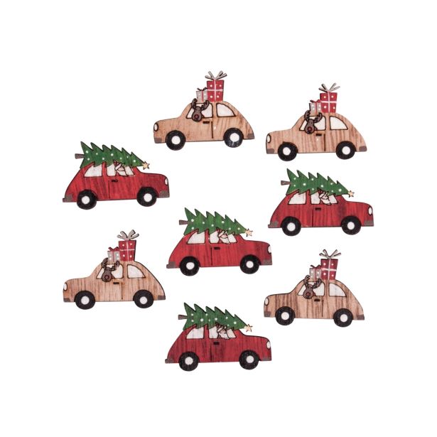 DROBNI ART.ZA USTVARJANJE RAYHER LESENI OKRASKI AVTOMOBILI 4CM, 8 KOS