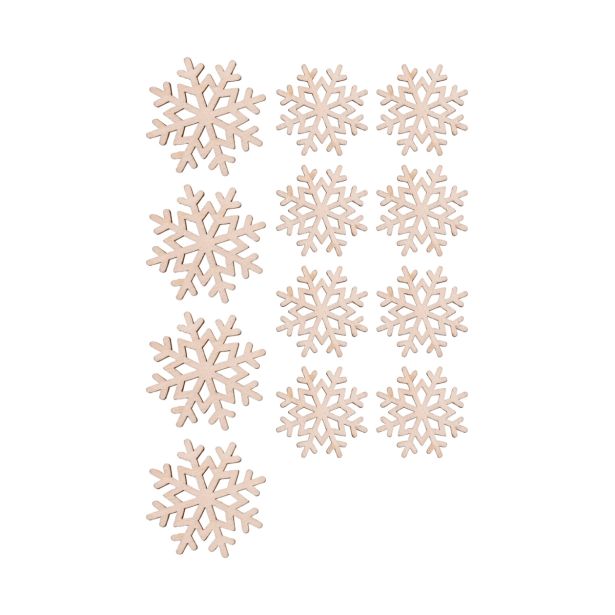 DROBNI ART.ZA USTVARJANJE RAYHER LESENI OKRASKI SNEŽINKE 3.8CM NATUR, 10 KOS