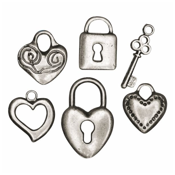 DROBNI ART.ZA USTVARJANJE RAYHER OBESKI KOV.SRCA, KLJUČAV. 6 KOM, 1.5-2.5 CM, 6 KOM.