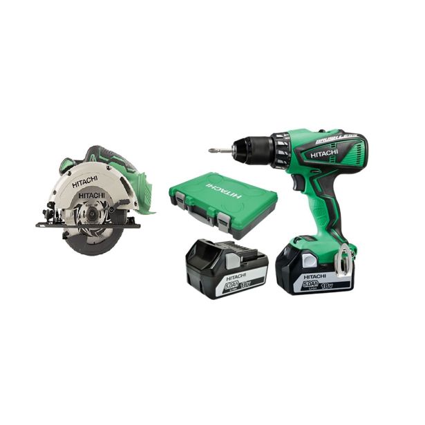 AKUMULATORSKI VRTALNIK VIJAČNIK HITACHI DS18DBEL-WJ + AKUMULATORSKA KROŽNA ŽAGA