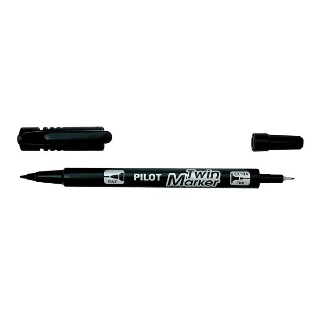 MARKER PILOT Z DVOJNO KONICO, ČRN