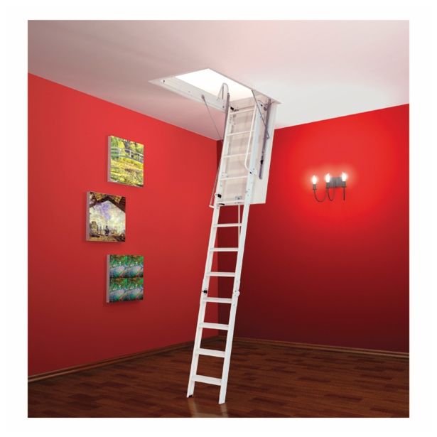 KOVINSKE PODSTREŠNE STOPNICE LOŽ METALPRES ELEGANT 70X110/270 CM BELE S KOVINSKIM OKVIRJEM