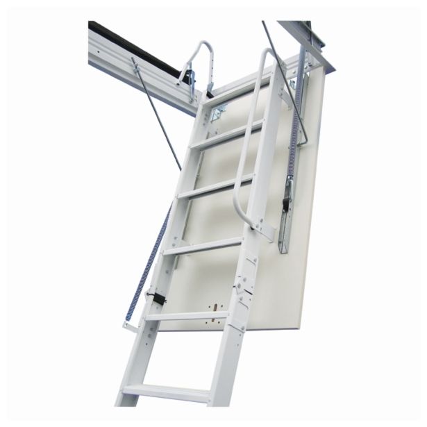 KOVINSKE PODSTREŠNE STOPNICE LOŽ METALPRES ELEGANT 70X110/270 CM BELE S KOVINSKIM OKVIRJEM