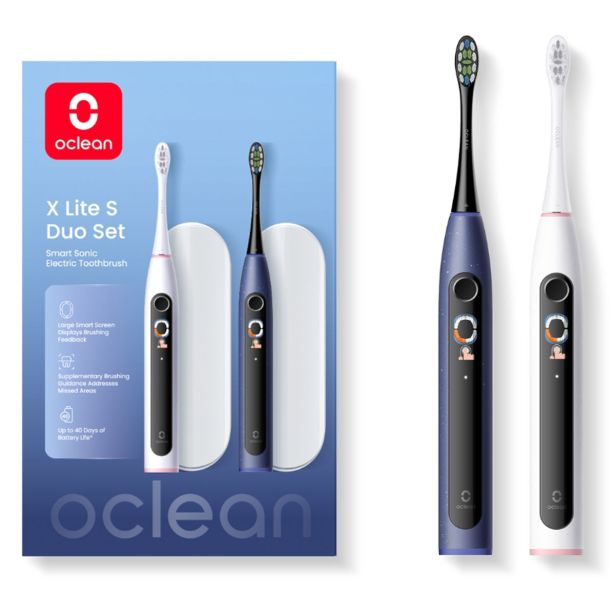 ELEKTRIČNA ZOBNA ŠČETKA OCLEAN X LITE SET DUO TEMNO MODRA+SIVA, SONIČNI MOTOR