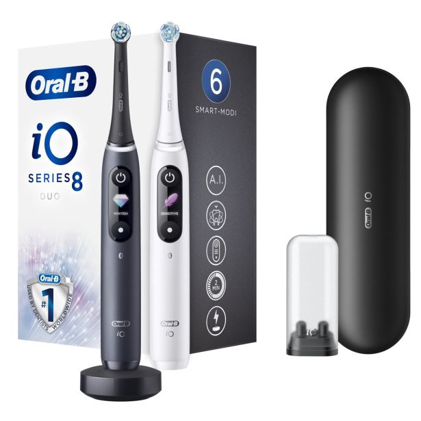ELEKTRIČNA ZOBNA ŠČETKA ORALB IO8 DUO BELA/ČRNA