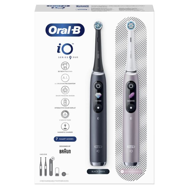ELEKTRIČNA ZOBNA ŠČETKA ORALB IO9 DUO ČRNA/ROZA