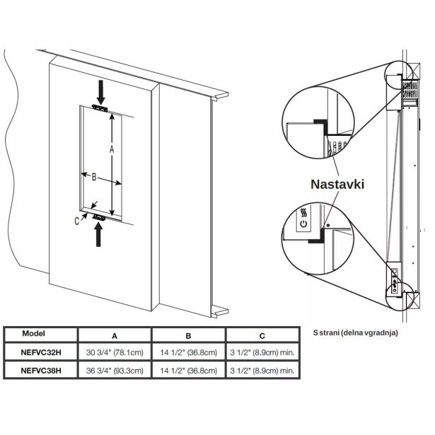 ELEKTRIČNI KAMIN ALLURE VERTICAL 38
