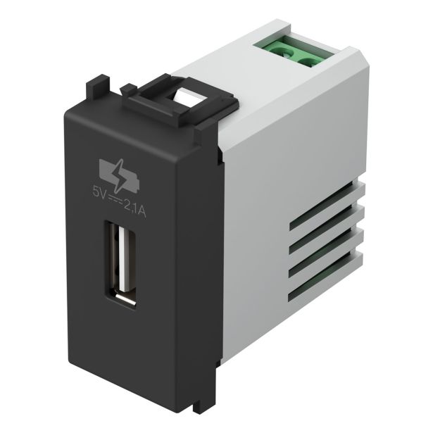 POSEBNA VTIČNICA MODUL POLNILNIK USB 5V 2.1A ČRN, 1M