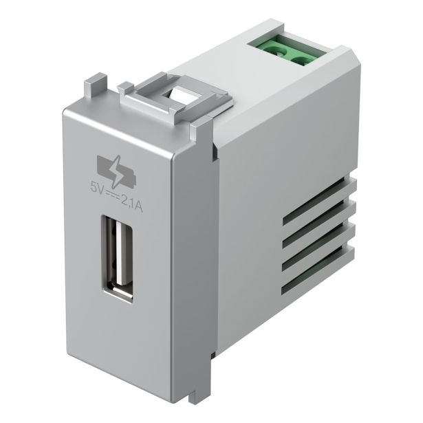 POSEBNA VTIČNICA MODUL POLNILNIK USB 5V 2.1A SREBRN, 1M