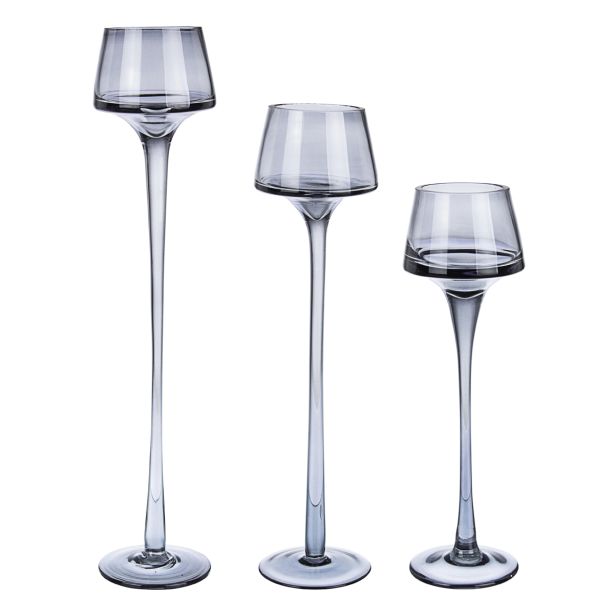 SVEČNIK BIZZOTTO ELEN GRIGIO 3 VELIKOSTI