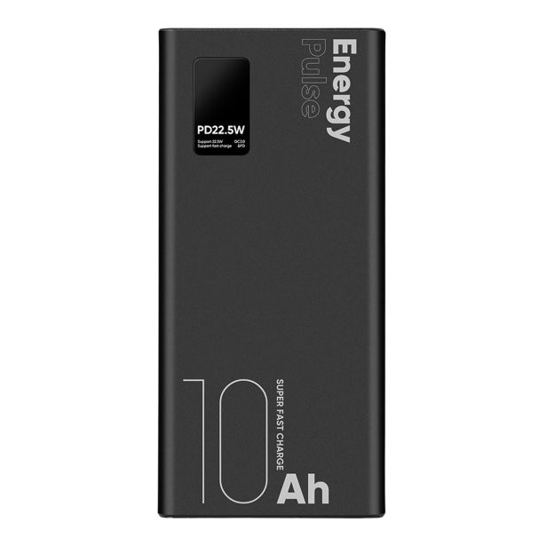 ENERGY PULSE ZUNANJA BATERIJA POWERBANK 10000 MAH 22,5W - ČRNA
