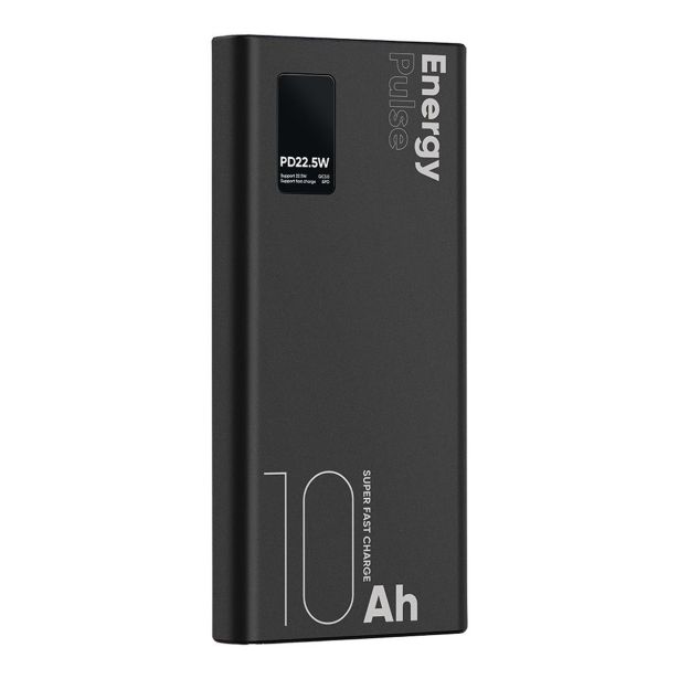 ENERGY PULSE ZUNANJA BATERIJA POWERBANK 10000 MAH 22,5W - ČRNA