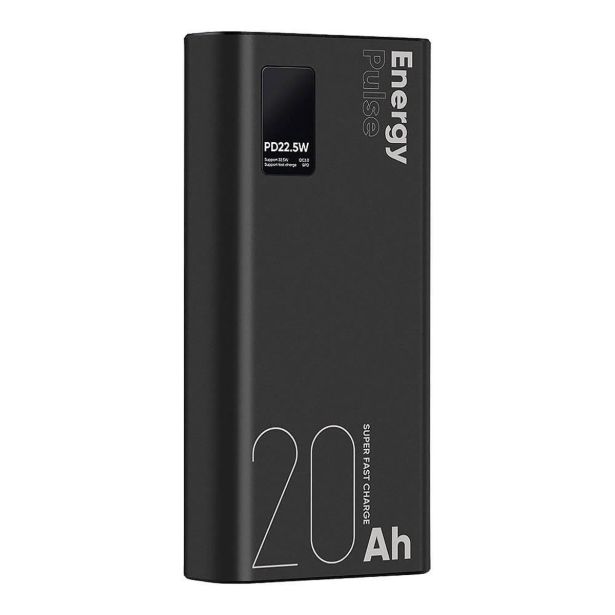ENERGY PULSE ZUNANJA BATERIJA POWERBANK 20000 MAH 22,5W - ČRNA