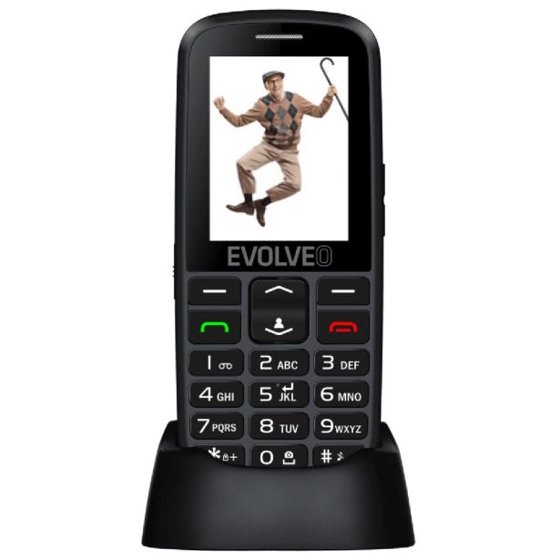EVOLVEO EASYPHONE EG TELEFON NA TIPKE ZA STAREJŠE Z GPS SLEDILNIKOM - ČRNO SREBRN