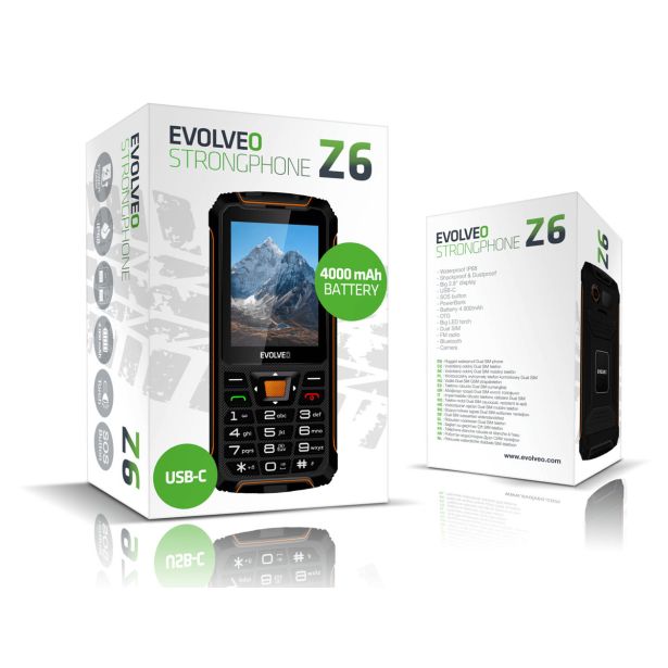 EVOLVEO STRONGPHONE SGP-Z6 TELEFON NA TIPKE - ČRNO ORANŽEN