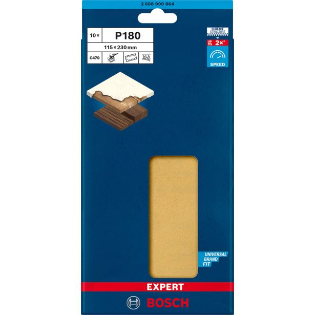 EXPERT C470 BRUSNI PAPIR S 14 LUKNJAMI ZA EKSCENTRIČNE BRUSILNIKE, 115 X 230 MM, G 180, 10 KOSOV