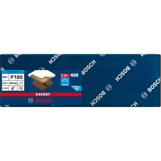 EXPERT C470 BRUSNI PAPIR S 14 LUKNJAMI ZA EKSCENTRIČNE BRUSILNIKE, 115 X 230 MM, G 180, 50 KOSOV