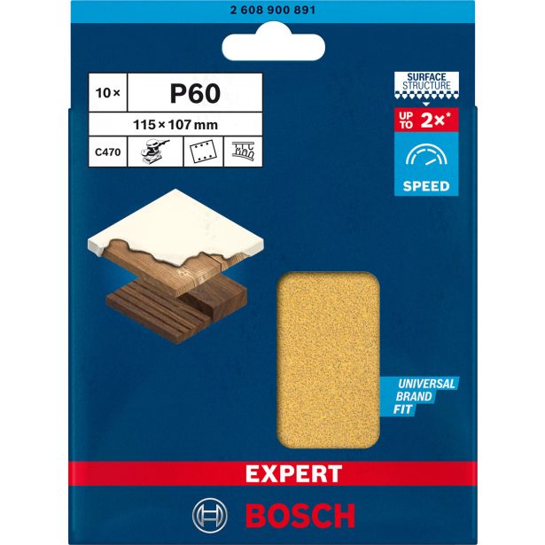 EXPERT C470 BRUSNI PAPIR S 6 LUKNJAMI ZA EKSCENTRIČNE BRUSILNIKE, 115 X 107 MM, G 60, 10 KOSOV