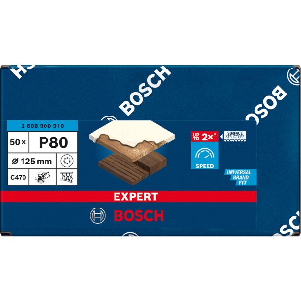 EXPERT C470 BRUSNI PAPIR Z 8 LUKNJAMI ZA EKSCENTRIČNE BRUSILNIKE, 125 MM, G 80, 50 KOSOV