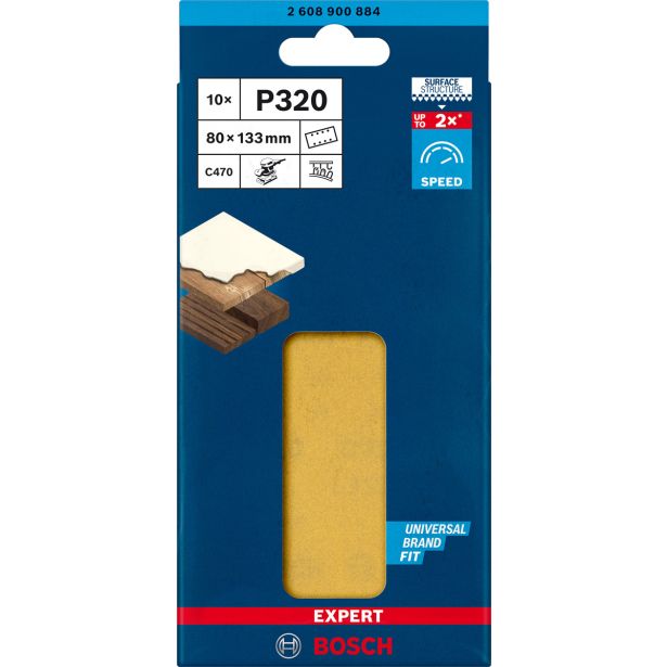EXPERT C470 BRUSNI PAPIR Z 8 LUKNJAMI ZA EKSCENTRIČNE BRUSILNIKE, 80 X 133 MM, G 320, 10 KOSOV