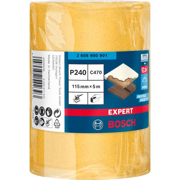 EXPERT C470 ZVITEK BRUSNEGA PAPIRJA ZA ROČNO BRUŠENJE, 115 MM, 5 M, G 240