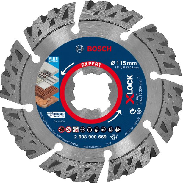 EXPERT MULTIMATERIAL X-LOCK DIAMANTNA REZALNA PLOŠČA, 115 X 22,23 X 2,4 X 12 MM