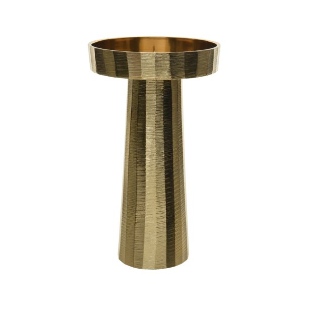 SVEČNIK FI 11 CM, V 24.50 CM, ALUMINIJ, ZLAT