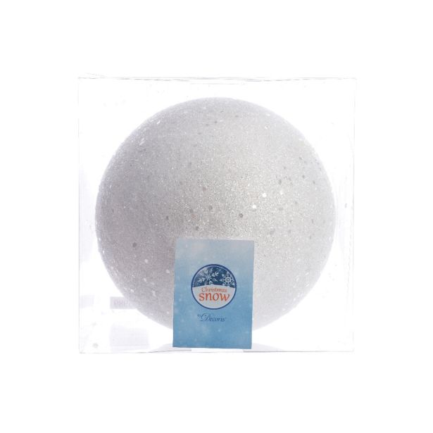 BUNKA ZA NOVOLETNO JELKO SNEŽNO BELE BARVE, FI 140 MM